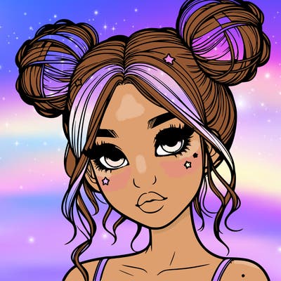 realistic girl with space buns