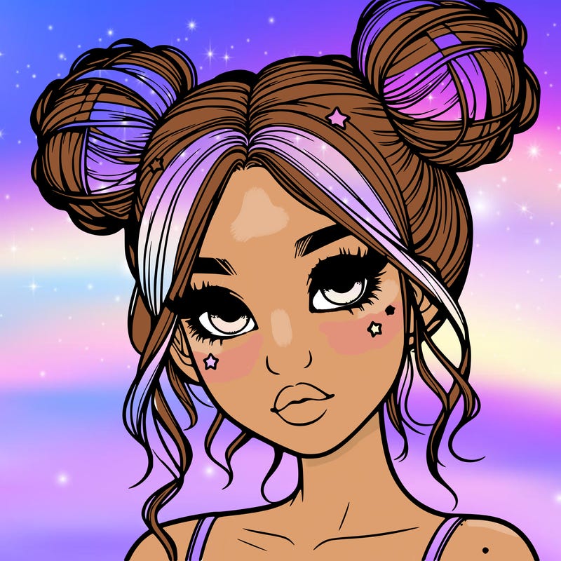 realistic girl with space buns