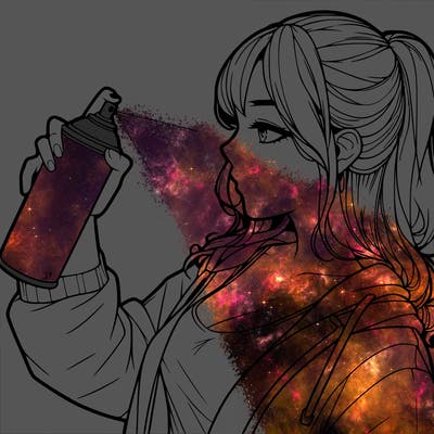 a realistic girl spray, painting