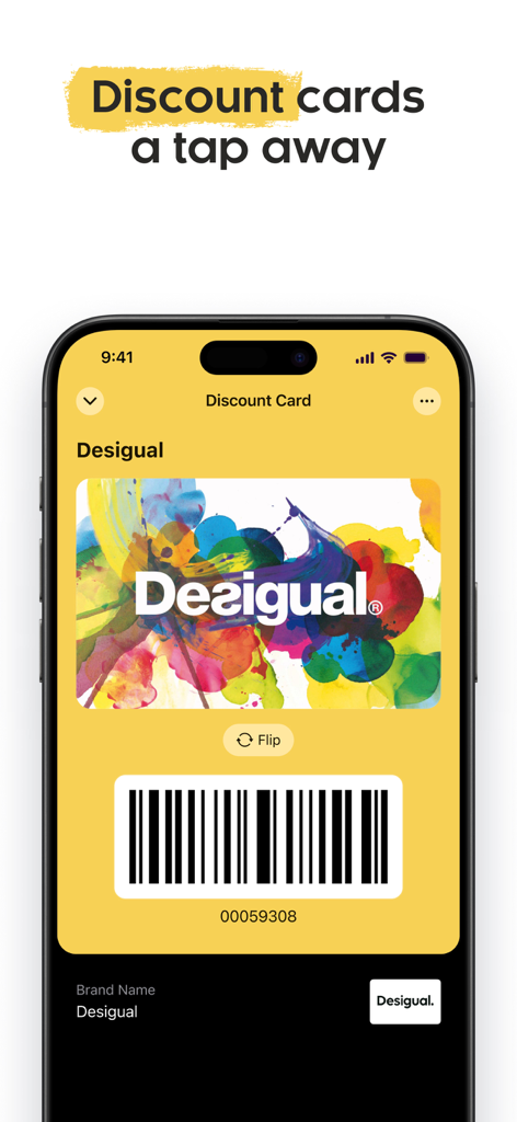 Folio: Digital Wallet App - Carta fedeltà digitale con codice a barre visualizzata nell'app portafoglio Folio