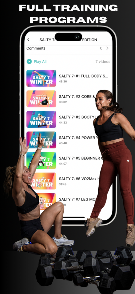 SALT Training App - SALT Training App interface showing full workout programs and fitness training series.