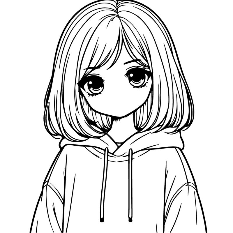 a realistic girl wearing an oversized hoodie