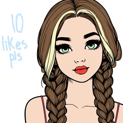 realistic girl with braids