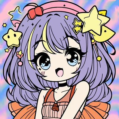 cute anime girl with star accessories