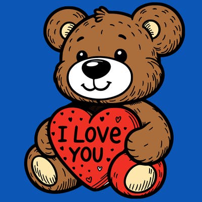 teddy bear holding an i love you heart