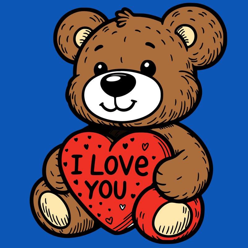 teddy bear holding an i love you heart