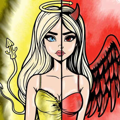 devil vs angel realistic girl