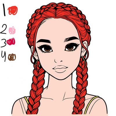 realistic girl with braids