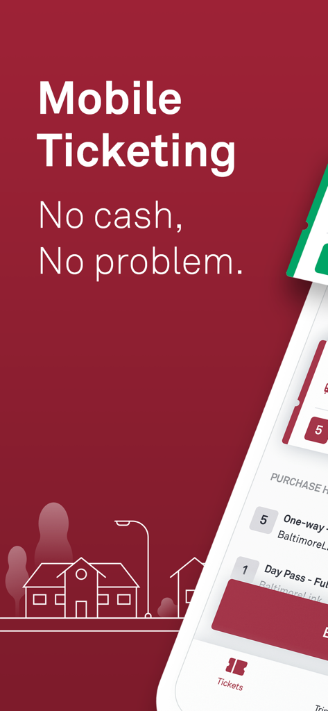 CharmPass - CharmPass app interface showing mobile ticketing options for Maryland transit