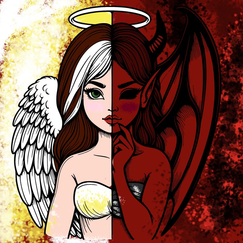 realistic angel half demon