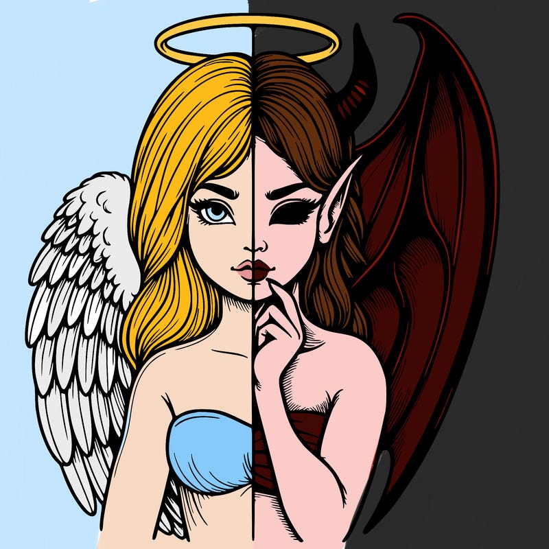 realistic angel half demon