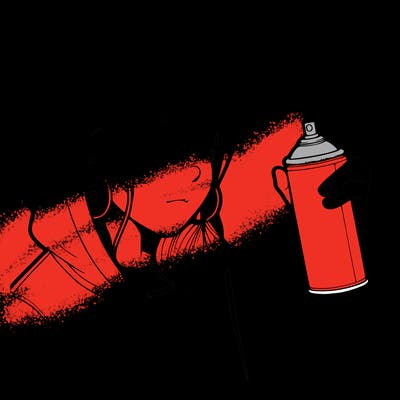 a realistic girl, spray painting