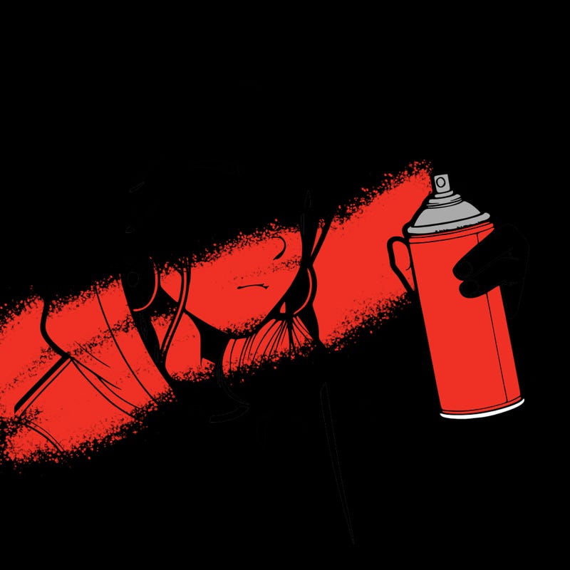 a realistic girl, spray painting