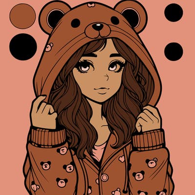 realistic girl in a animal pjs hoodie