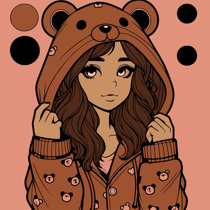 realistic girl in a animal pjs hoodie