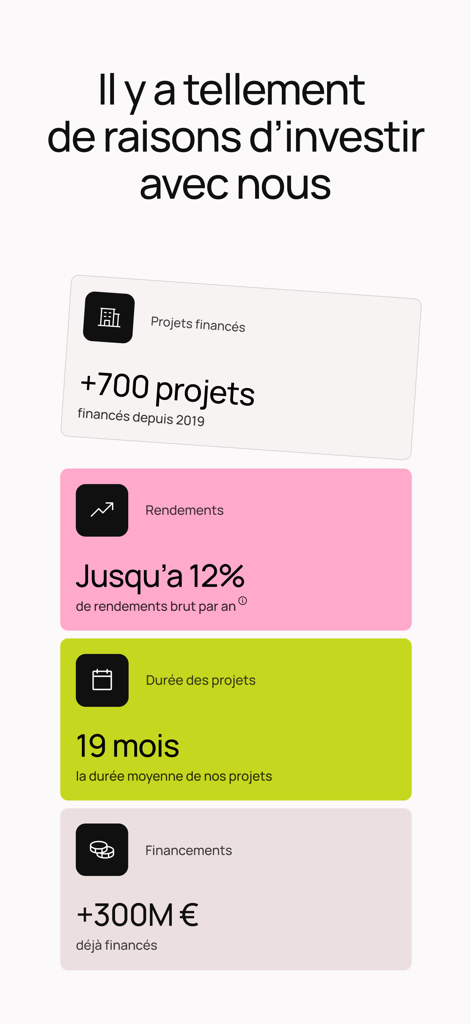 La Première Brique - Dashboard showing investment statistics for La Premiere Brique including returns and number of financed projects