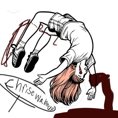 realistic girl doing a backflip