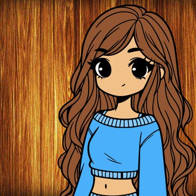 girl with long hair and a crop top with a sweater