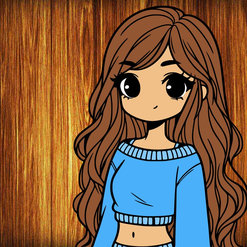 girl with long hair and a crop top with a sweater