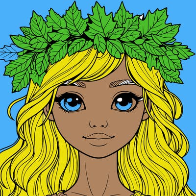 realistic girl with fall leaf crown