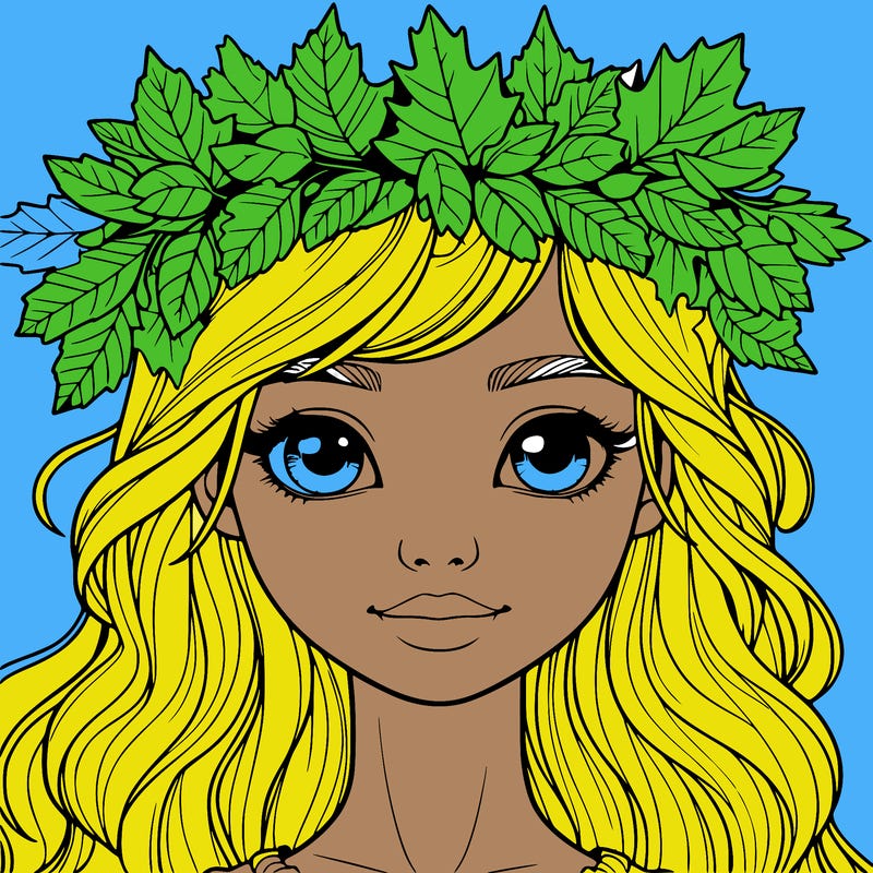 realistic girl with fall leaf crown