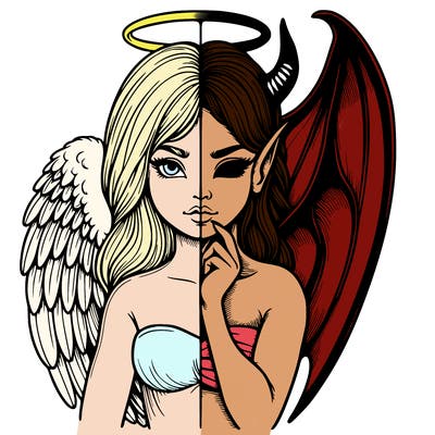 realistic angel half demon