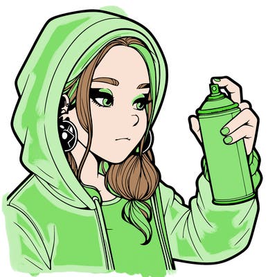 a realistic girl, spray painting
