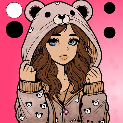 realistic girl in a animal pjs hoodie
