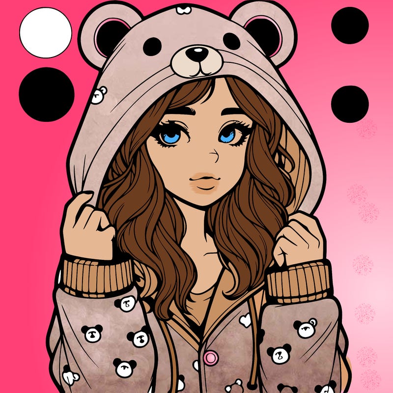 realistic girl in a animal pjs hoodie