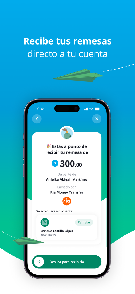 LAFISE Digital - Smartphone screen showing a 300 dollar remittance notification in the LAFISE Digital mobile banking app
