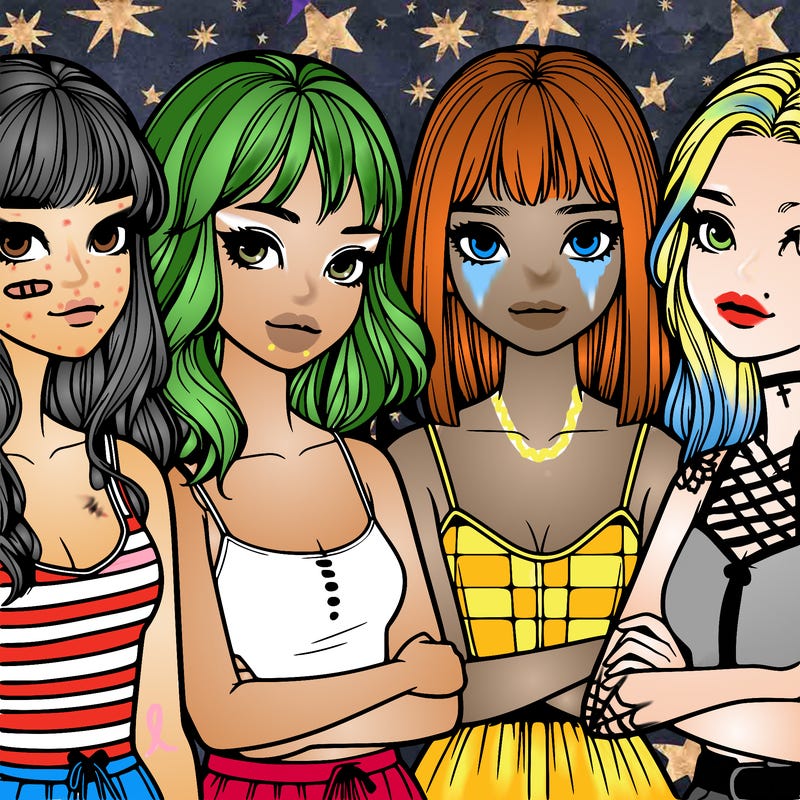 four realistic girls