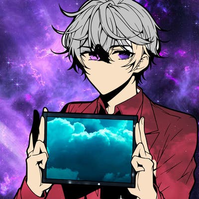 hot anime boy holding a blank sign