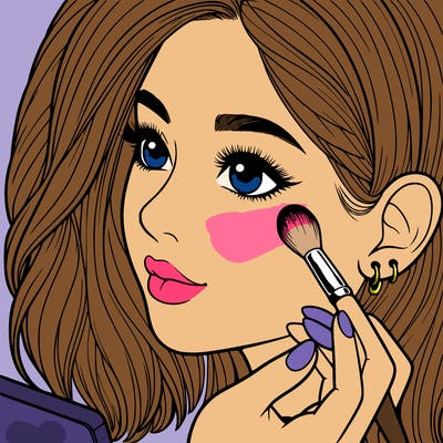 a realistic girl doing her makeup