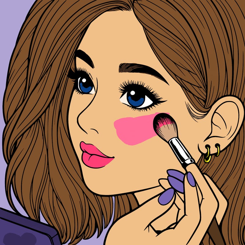 a realistic girl doing her makeup