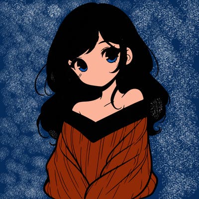 shy pretty girl wearing a sweater that is falling off one shoulder portrait