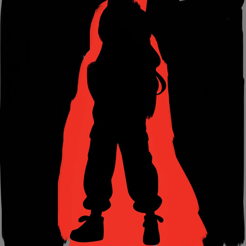 girl in baggy pants crop top and long hair