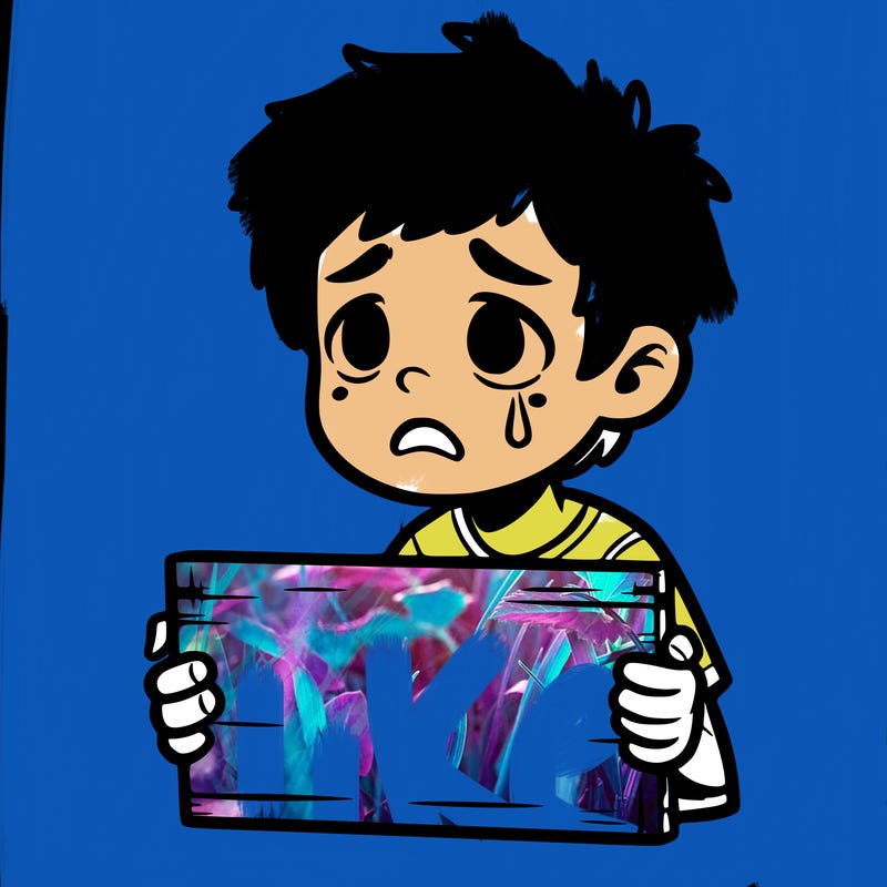 desperate boy with sign