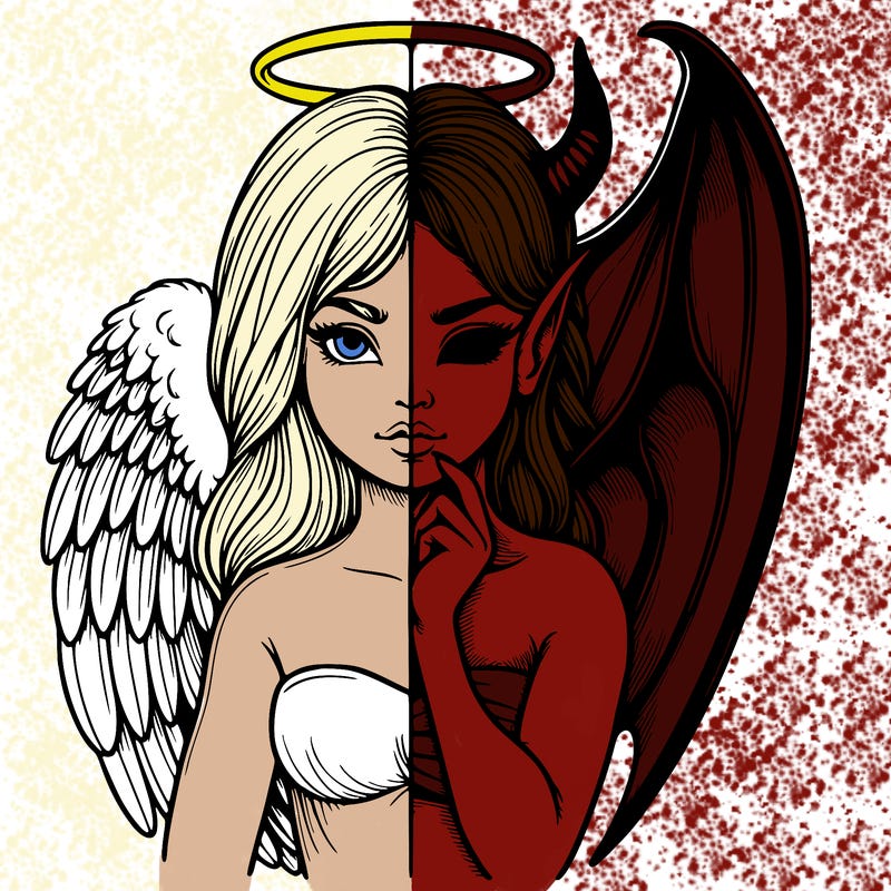 realistic angel half demon