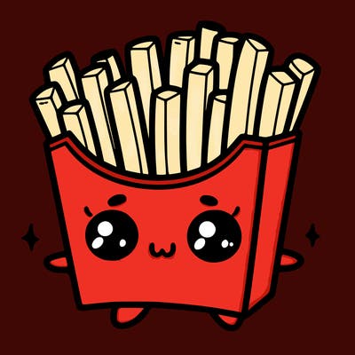 a cute. french fries