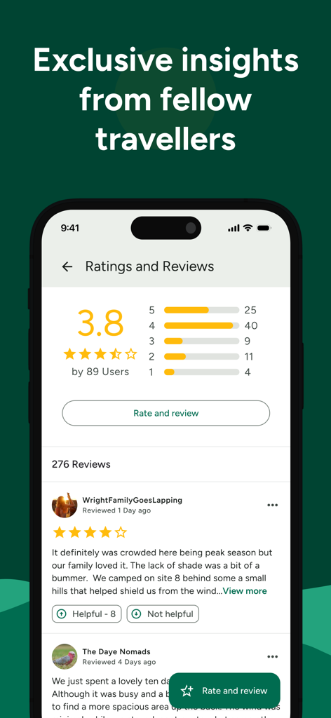 WikiCamps Australia app ratings and user reviews screen