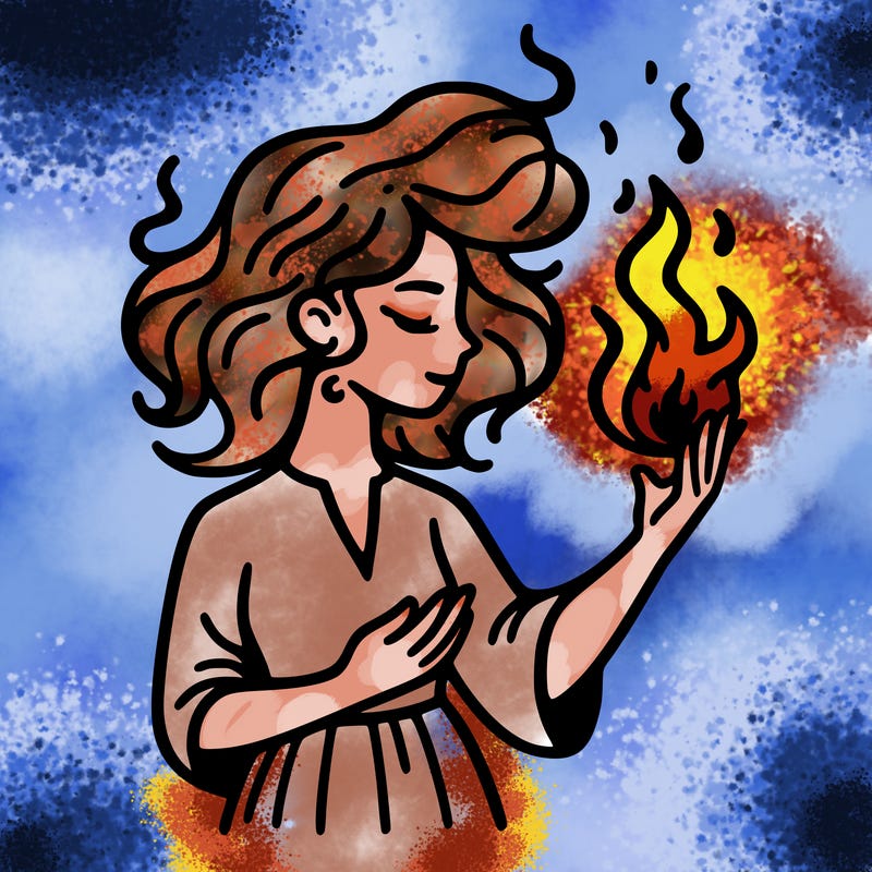 woman with fire