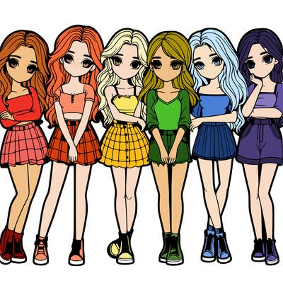 a group of girls realistic