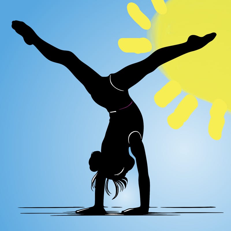 realistic gymnastic hand stand girl in four splits
