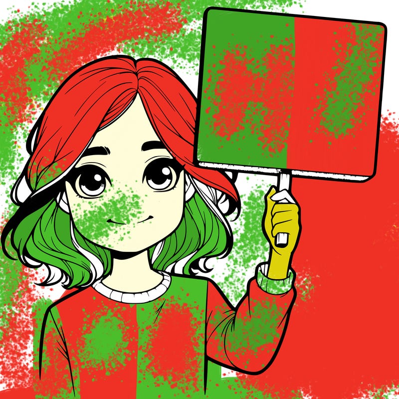 realistic girl holding up a sign