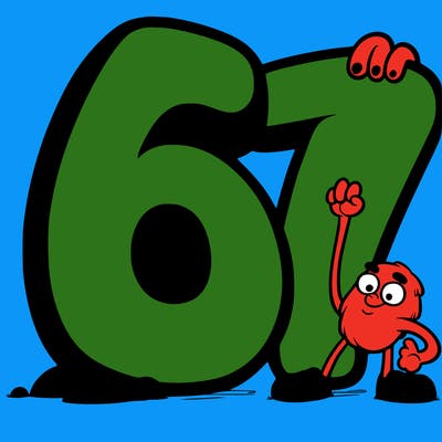 a giant 67 number