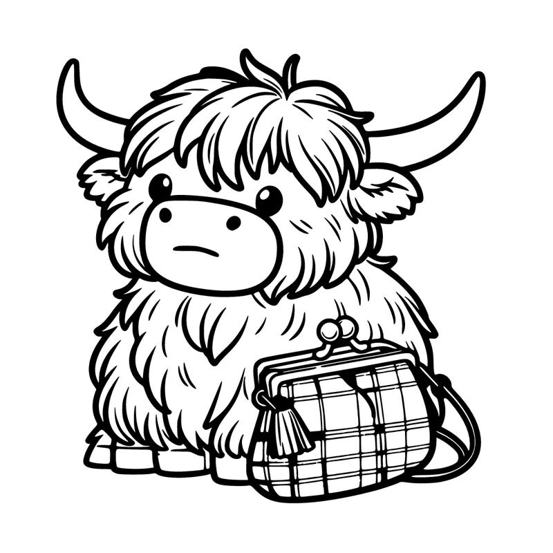highland cow in a purse