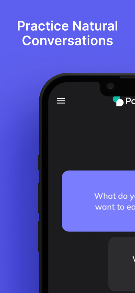 PolyPal English: Speak AI Chat - PolyPal English app interface displaying natural conversation practice with AI chat bubbles