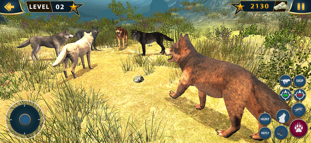 The Wolf Life Survival - A group of different colored wolves standing together in a wilderness setting from the game The Wolf Life Survival