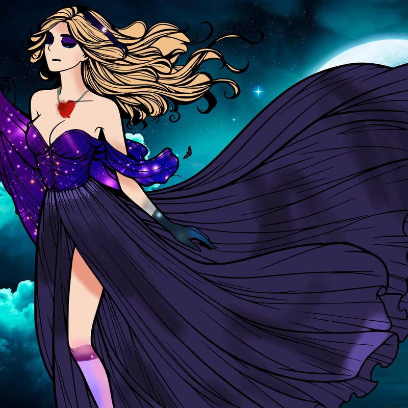 realistic woman in dress flowing the the wind