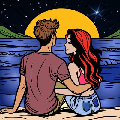couple on beach at sunset
